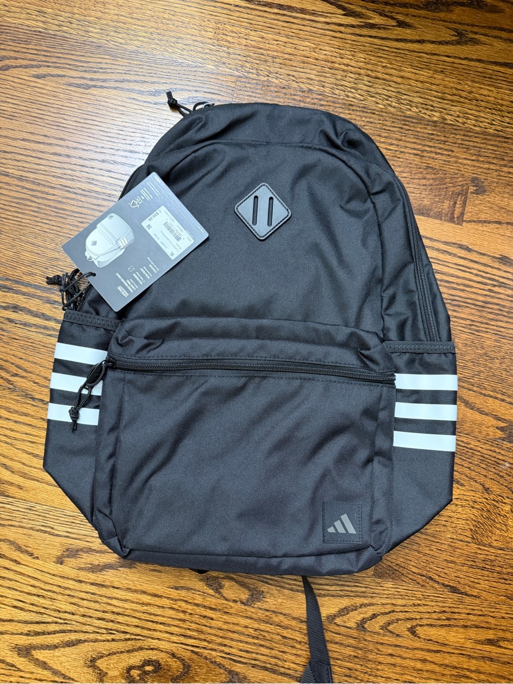 adidas Black Backpack with White Stripe Accents